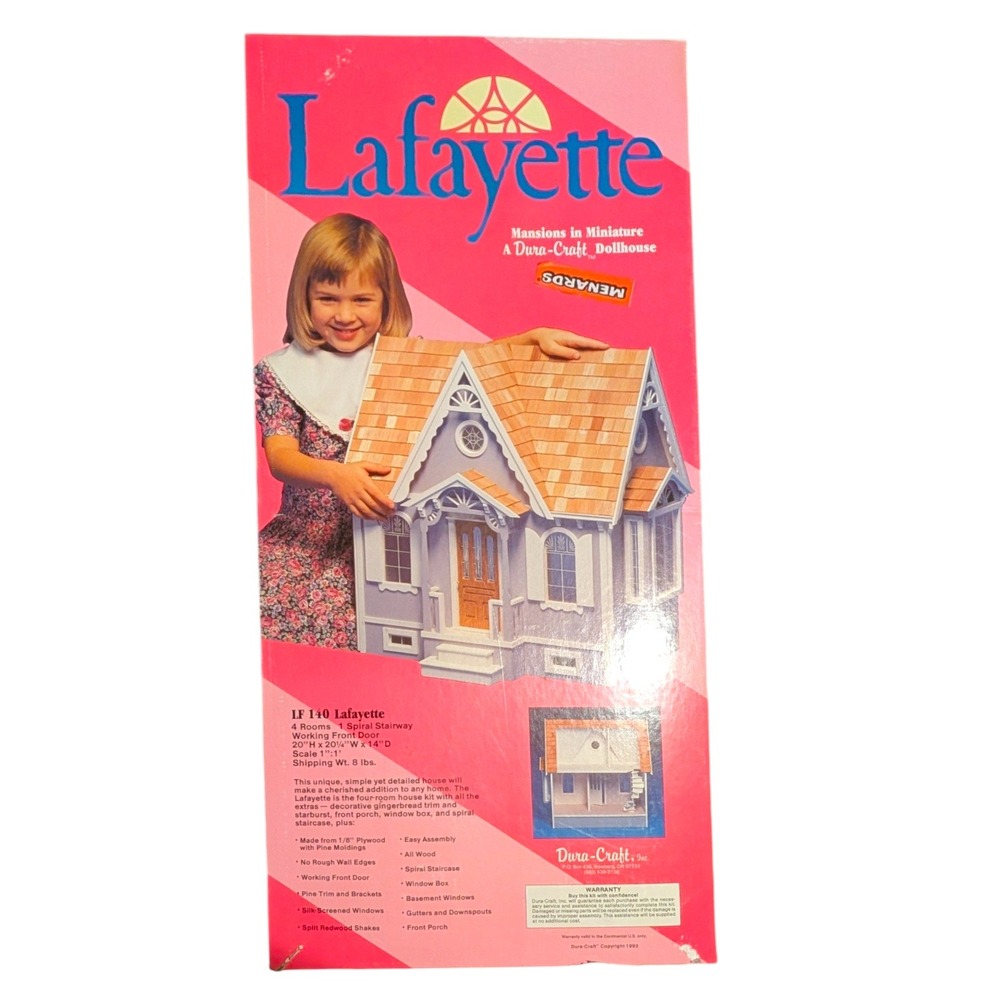 VTG Dura-Craft Lafayette Mansions in Miniature Wood Dollhouse Kit 1992 Original